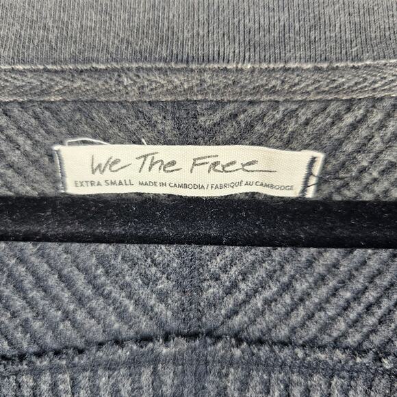 We The Free People Thermal Shirt XS Relaxed Mixed Media Boho Grunge Preppy Black - Picture 2 of 7
